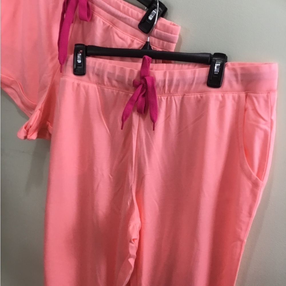 Peace love and dreams XL 3 piece lounge/ pajama set coral - Picture 7 of 16